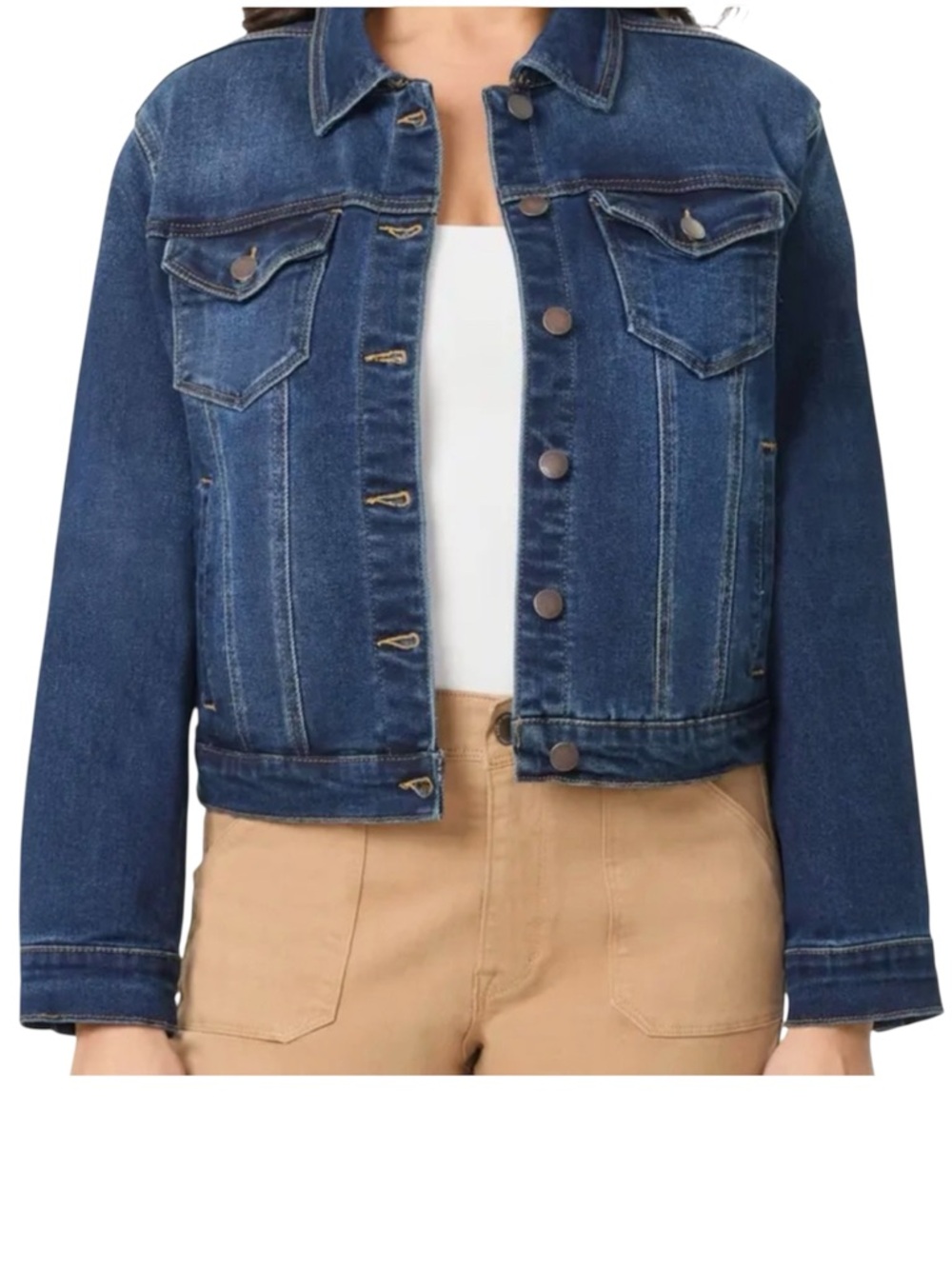 Curve Appeal Denim Jacket XL Dark Wash Classic Button Front